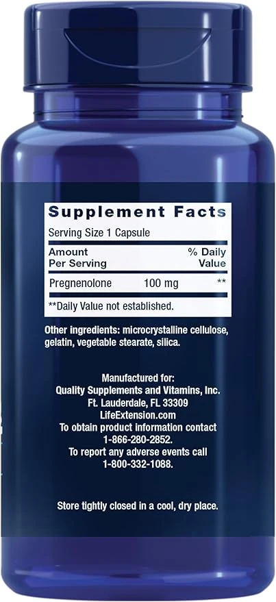 CLife Extension Pregnenolone 100mg 100 Capsules ingredients