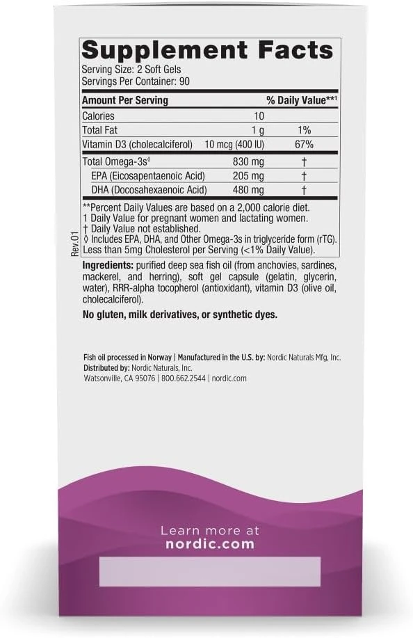 Nordic Naturals Prenatal Dha Supports Brain Development in Babies During Pregnancy 180 Soft Gels ingredients