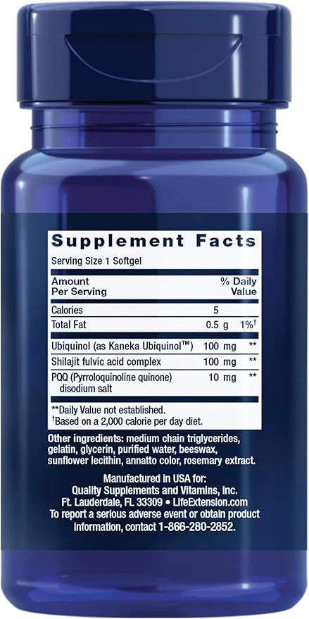 Life Extension Super Ubiquinol Coq10 100Mg With Pqq 30 Softgels ingredients