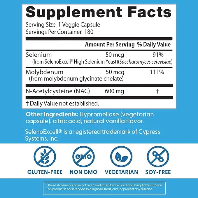 Doctor's Best NAC Detox Regulators Support Cellular Health & Liver Function 180 Veggie Caps ingredients