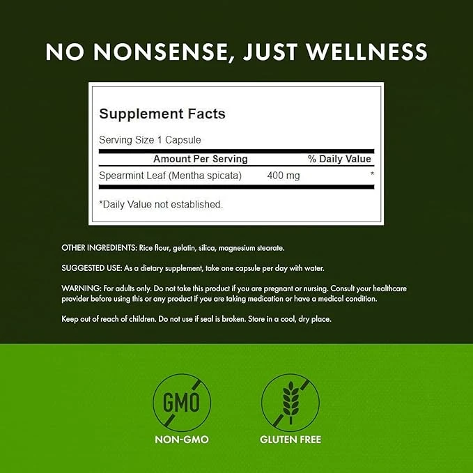 Swanson Full Spectrum Spearmint Leaf 400mg per Capsule 60 Capsules ingredients