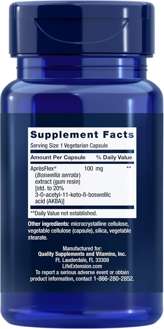 Life Extension 5-LOX Inhibitor with ApresFlex 100mg 60 Vegetarian Capsules ingredients