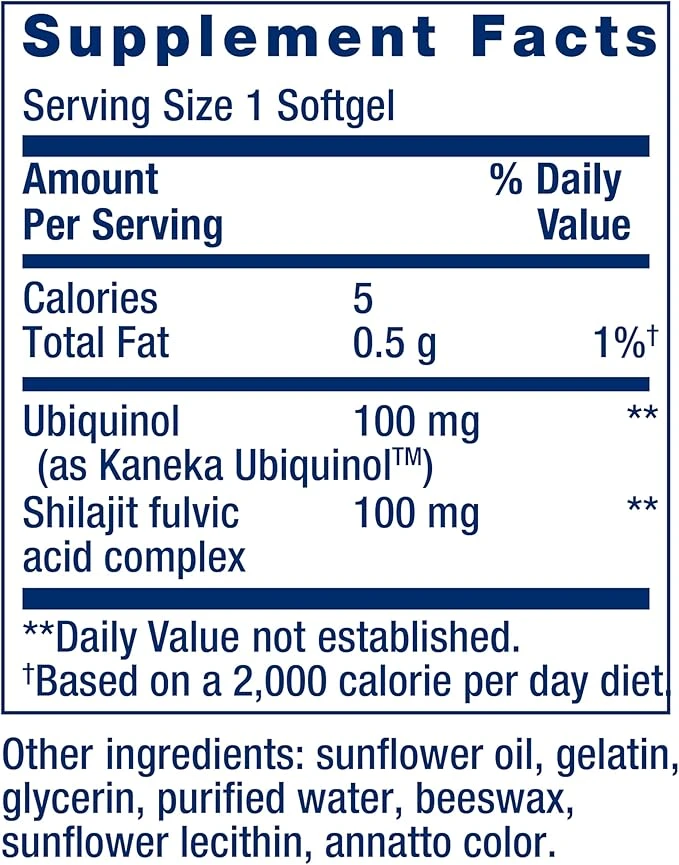 Life Extension Super Ubiquinol CoQ10 100mg 60 Softgels ingredients