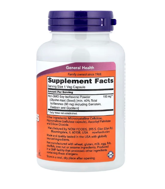 NOW Foods Soy Isoflavones Endocrine Support 120 Veg Capsules ingredients