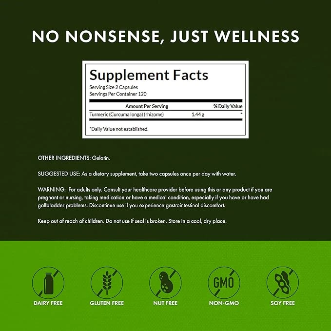 Swanson Full Spectrum Turmeric Joint Health And Mobility 720mg per Capsule 240 Capsules ingredients