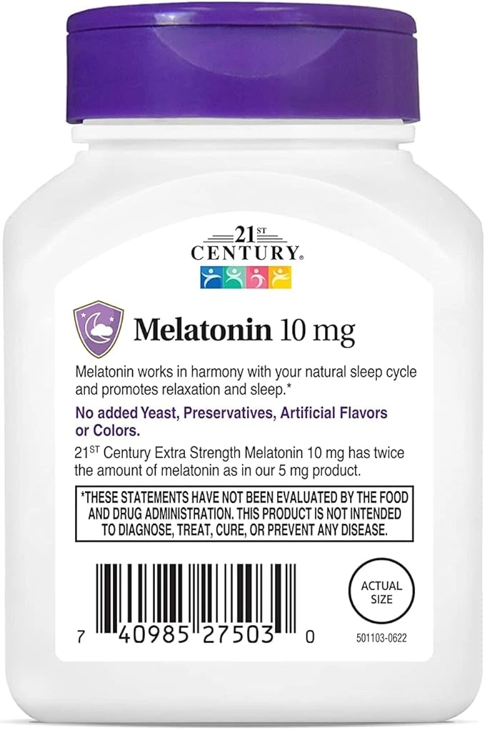 21st Century Extra Strength Melatonin 10mg Sleep Support 120 Tablets thumbnail 4