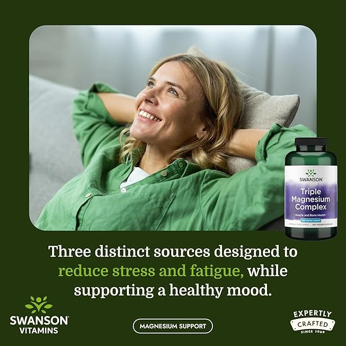 Swanson Triple Magnesium Complex Muscle And Bone Health 400mg per Serving 100 Vegan Capsules thumbnail 2