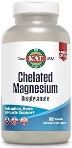 KAL Chelated Magnesium Bisglycinate Relaxtion Bone & Muscle Support 180 Tablets thumbnail 2