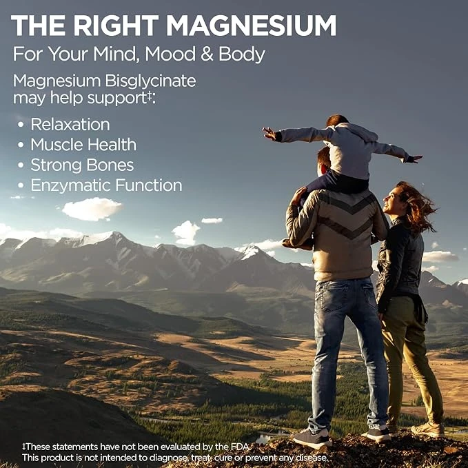KAL Chelated Magnesium Bisglycinate Relaxtion Bone & Muscle Support 180 Tablets thumbnail 4