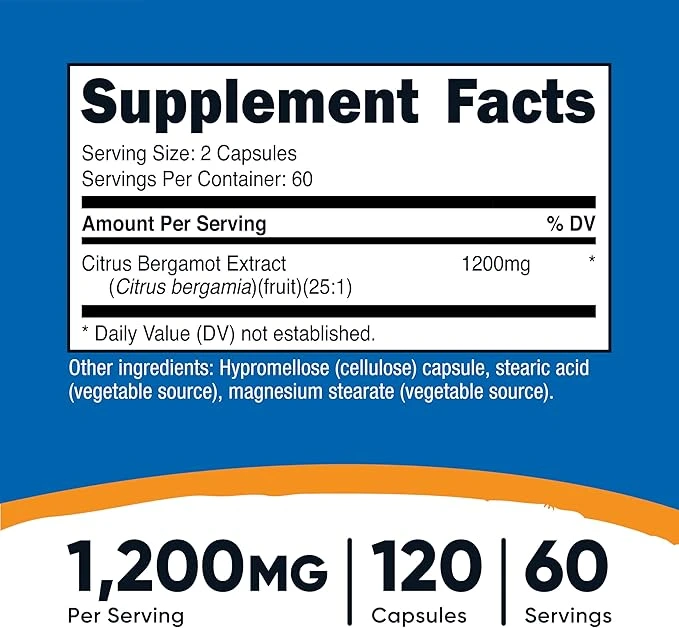 Nutricost Citrus Bergamot 1200mg per Serving 120 Capsules thumbnail 2