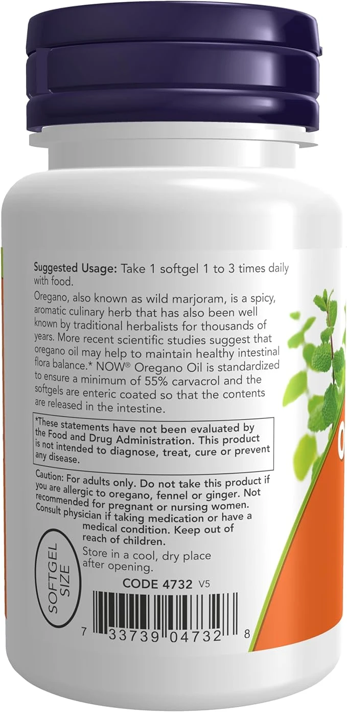 NOW Foods Oregano Oil Intestinal Support 90 Softgels thumbnail 2