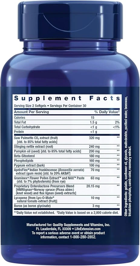 Life Extension Mens Health Ultra Prostate Formula 60 Softgels thumbnail 3