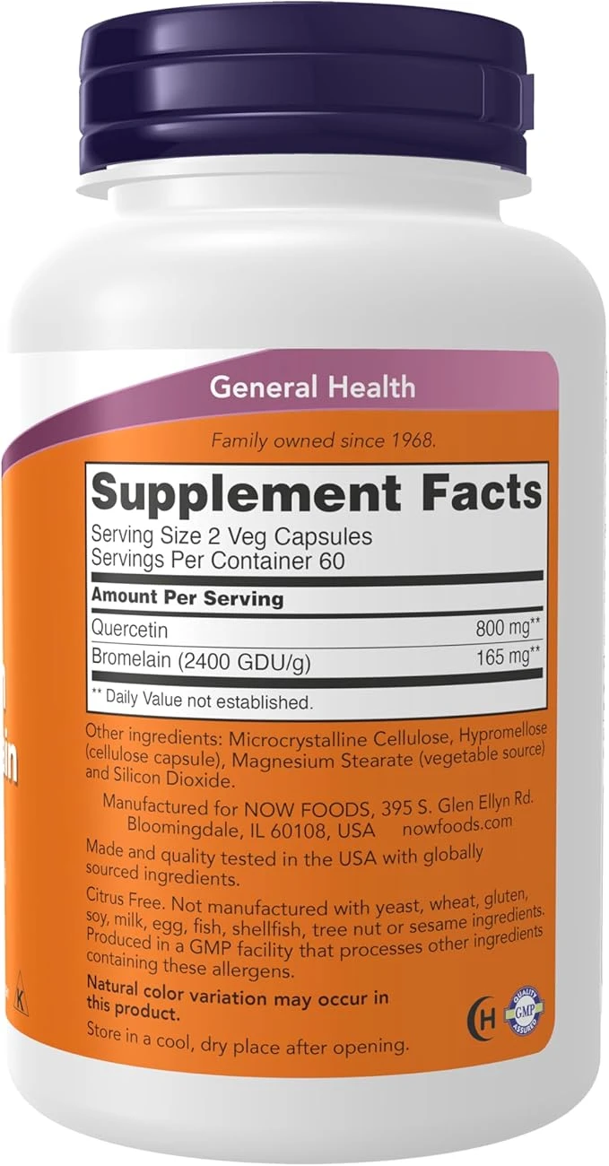 NOW Foods Quercetin with Bromelain Respiratory Health 120 Veg Capsules thumbnail 5
