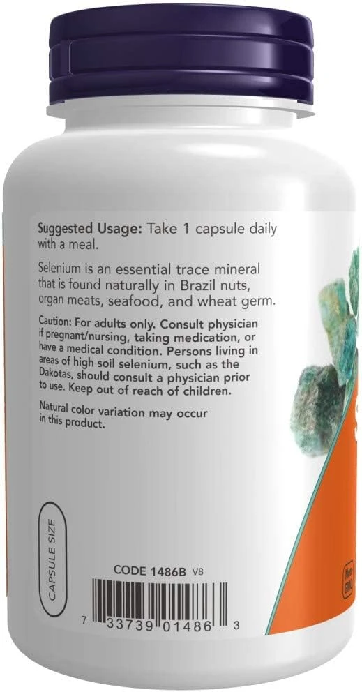 NOW Foods Selenium 200mcg Essential Mineral 180 Veg Capsules thumbnail 3