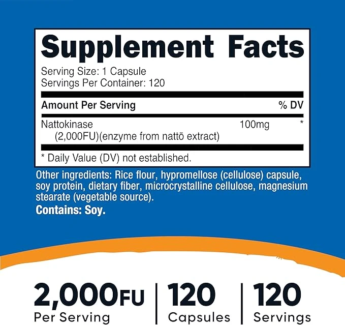 Nutricost Nattokinase 100mg (2000 FU Per Serving) 120 Capsules thumbnail 6