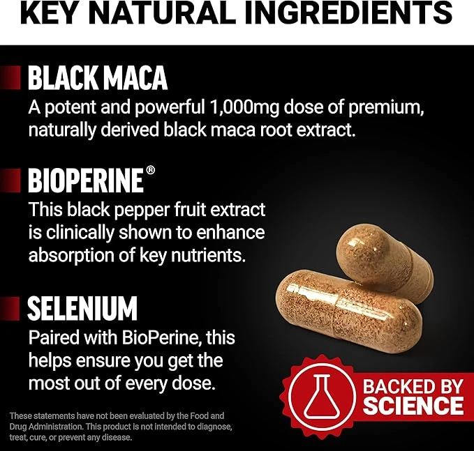 Force Factor Fundamentals Black Maca Enhance Sex Drive 90 Capsules thumbnail 2
