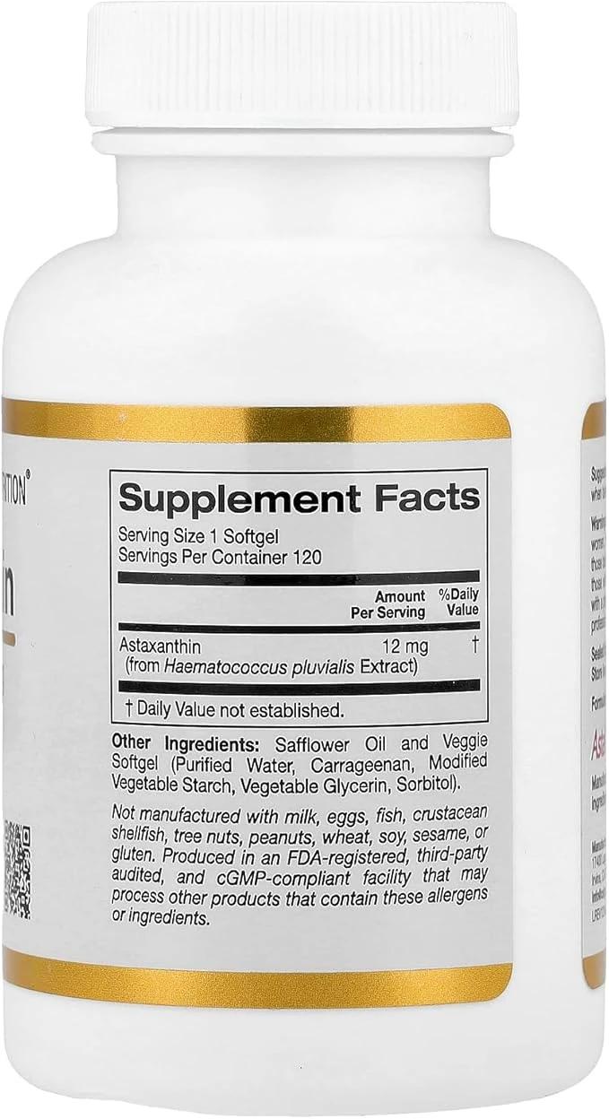 California Gold Nutrition Astaxanthin 10mg 120 Veggie Softgels thumbnail 3