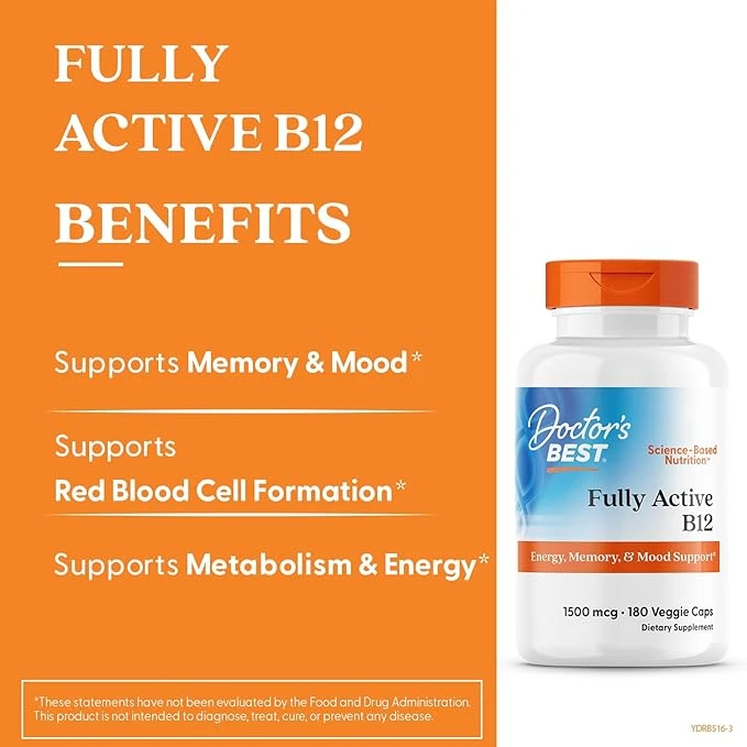 Doctor's Best Fully Active B12 Memory & Mood Support 1500mcg 180 Veggie Caps thumbnail 4