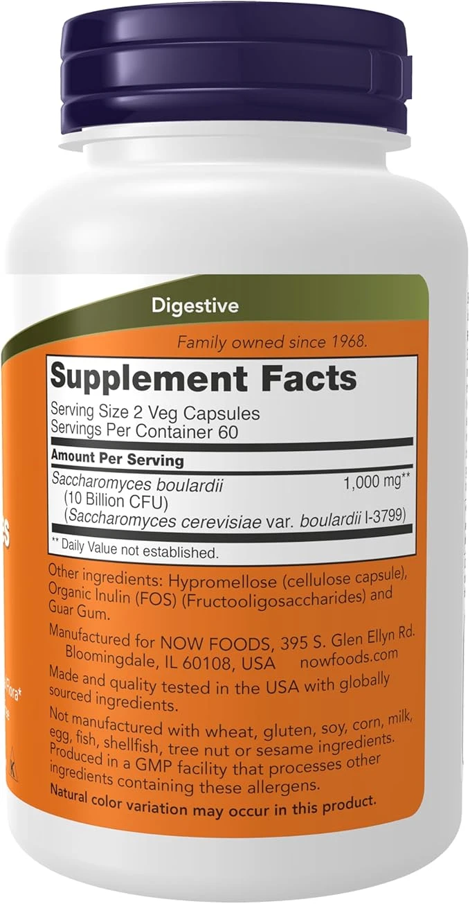 NOW Foods Saccharomyces Boulardii Probiotic 5 Billion CFU 60 Veg Capsules ingredients