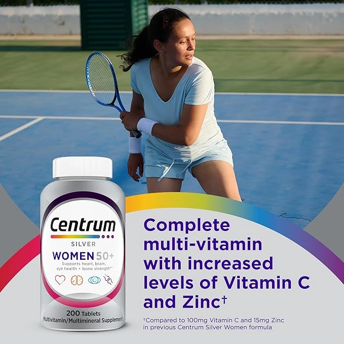 Centrum - Silver Women 50+ Support Eye Health + Bone Strength Multivitamin 100 Tablets thumbnail 2