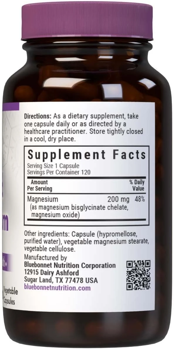 Bluebonnet Nutrition Buffered Chelated Magnesium Relaxation, Immune & Heart Health 120 Veg Capsules thumbnail 3