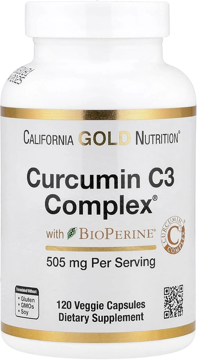 California Gold Nutrition Curcumin C3 Complex with BioPerine 120 Veggie Capsules thumbnail 2