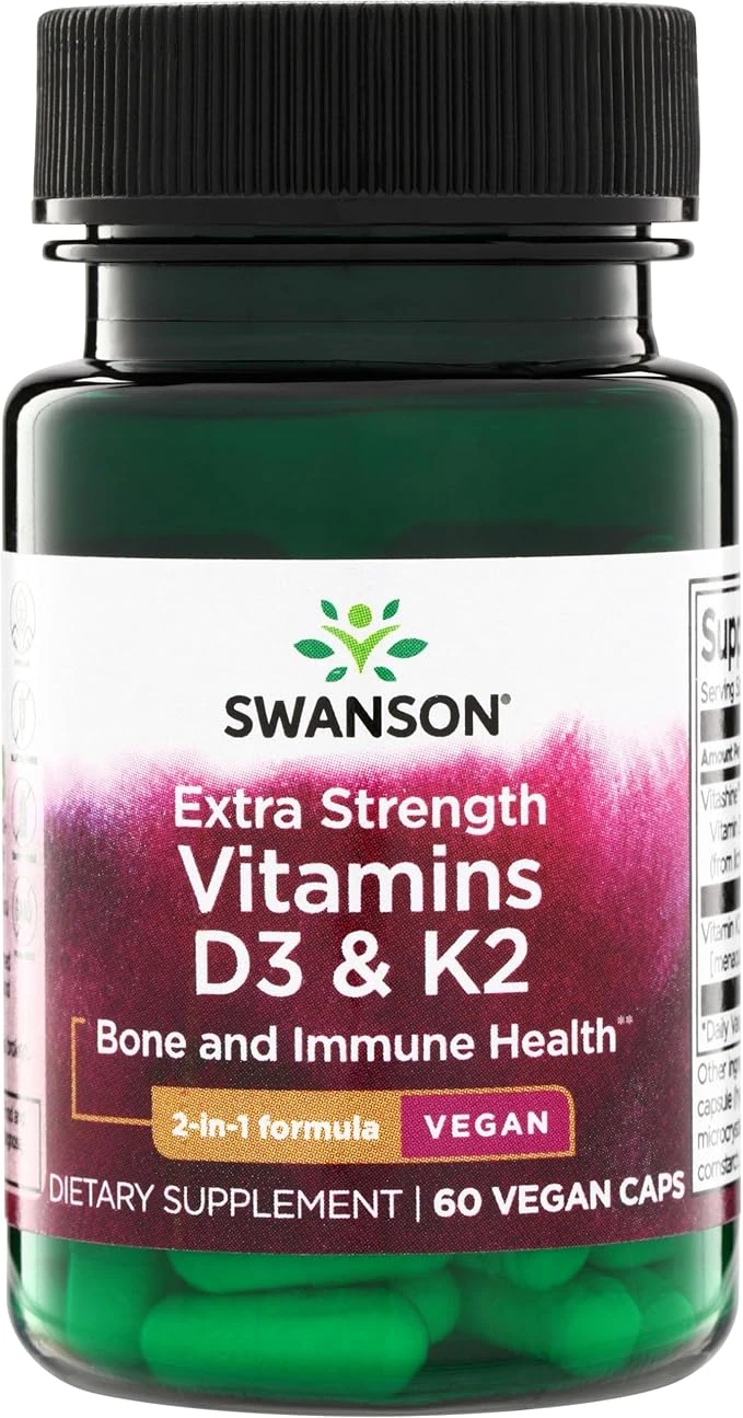 Swanson Vitamins D3 & K2 Bone And Immune Health 60 Veg Caps thumbnail 2