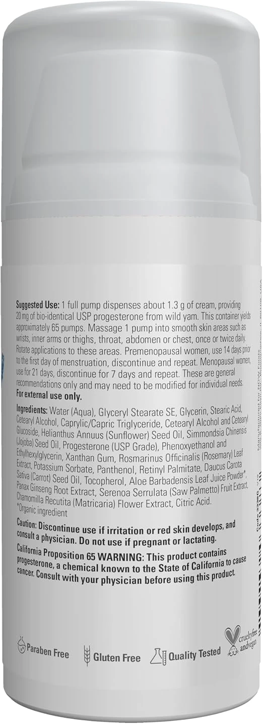 NOW Foods Solutions Progesterone from Wild Yam Balancing Skin Cream Fragrance-Free 3 oz (85g) thumbnail 2