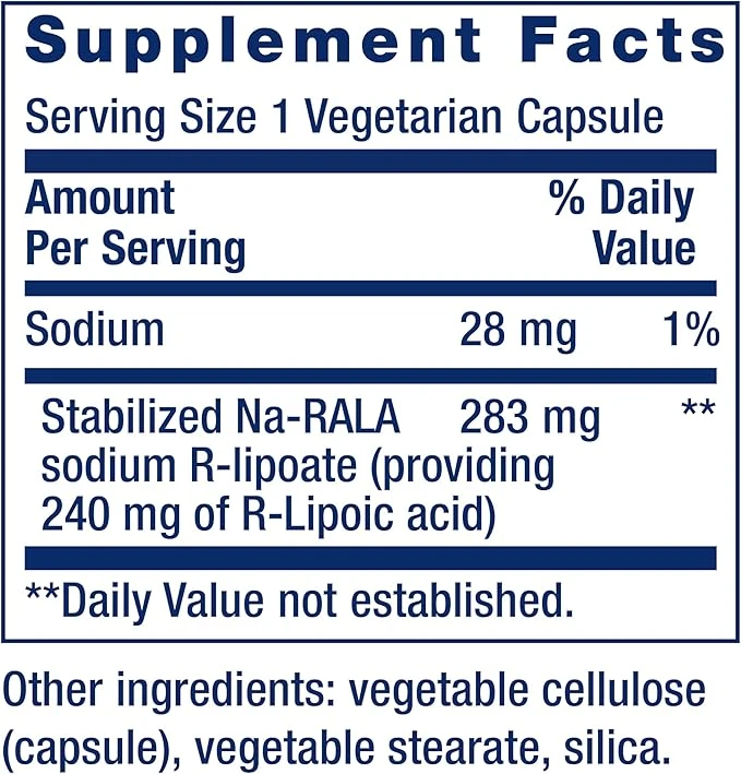 Life Extension Super R-Lipoic Acid 240mg 60 Vegetarian Capsules thumbnail 6