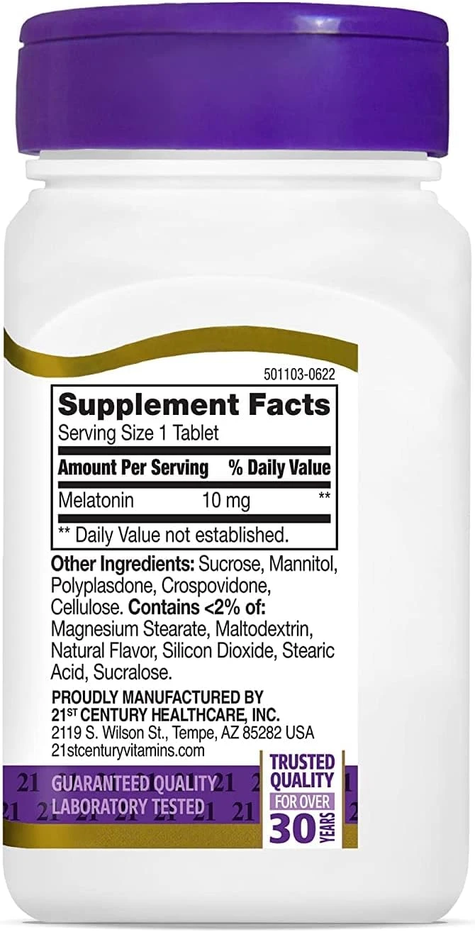21st Century Extra Strength Melatonin 10mg Sleep Support 10mg 120 Tablets thumbnail 3
