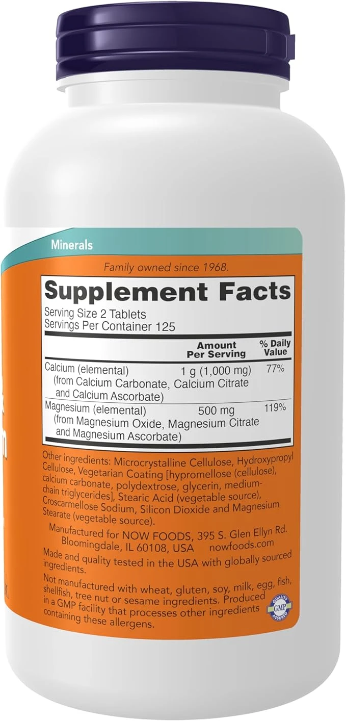 NOW Foods Calcium & Magnesium Supports Bone Health 250 Tablets thumbnail 5