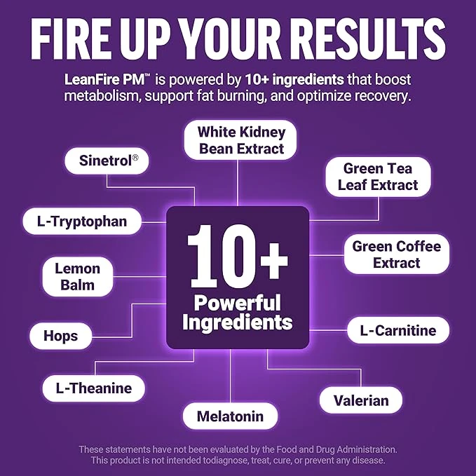Force Factor LeanFire PM Night-time Fat Burner 60 Vegetable Capsules thumbnail 4