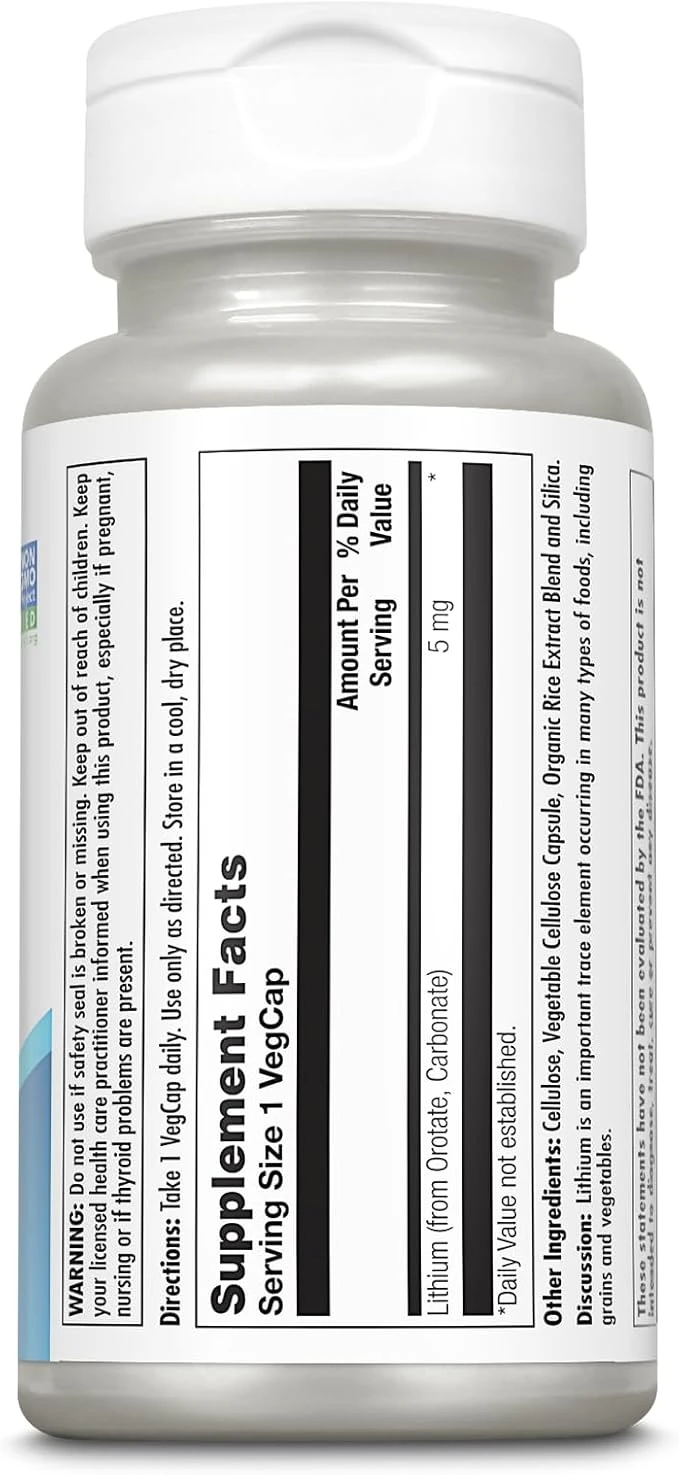 KAL Lithium Orotate 5mg General Wellness Support 120 VegCaps thumbnail 5