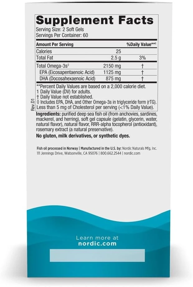 Nordic Naturals Ultimate Omega 2X 2150 mg Omega-3s per 2 Soft Gels 120 thumbnail 5
