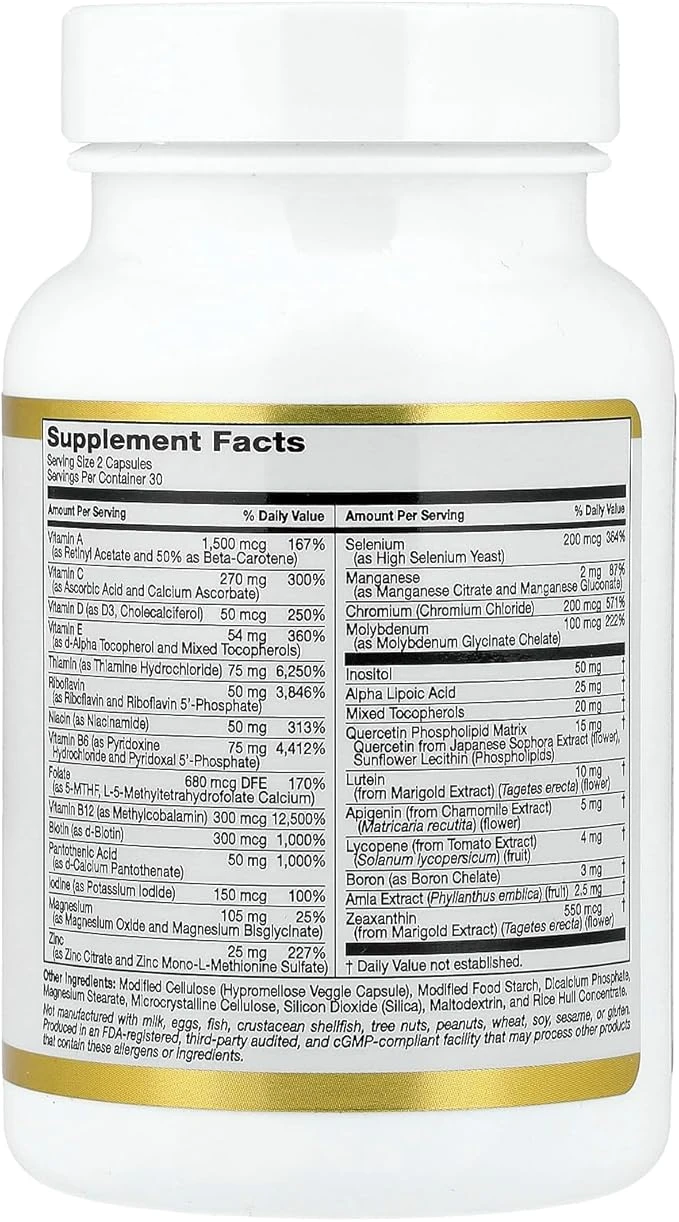 California Gold Nutrition Multivitamin and Mineral Two-A-Day 60 Veggie Capsules thumbnail 3