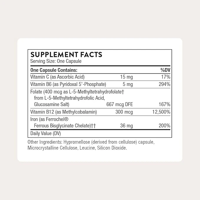 Thorne Advanced Iron Complex with Vitamins B and C for Optimal Absorption 60 Capsules thumbnail 5