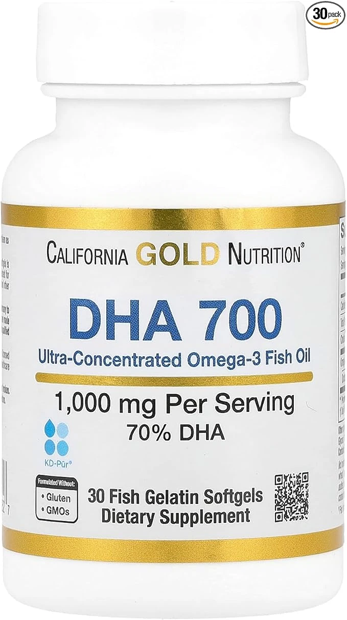 California Gold Nutrition DHA 700 Ultra-Concentrated Omega-3 Fish Oil 1000mg 30 Fish Gelatin Softgels thumbnail 4