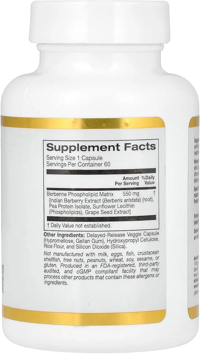California Gold Nutrition Berberine HCl 500mg 120 Veggie Capsules ingredients