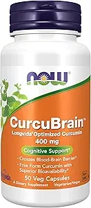 NOW Foods CurcuBrain 400mg Cognitive Support 50 Veg Capsules thumbnail 2