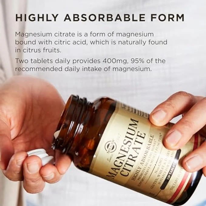 Solgar Magnesium Citrate High Absorption 400Mg 120 Tablets thumbnail 3