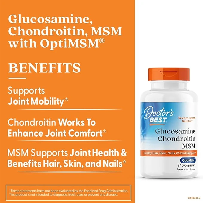 Doctor's Best Glucosamine Chondroitin MSM with OptiMSM Joint Support 240 Veg Capsules thumbnail 3