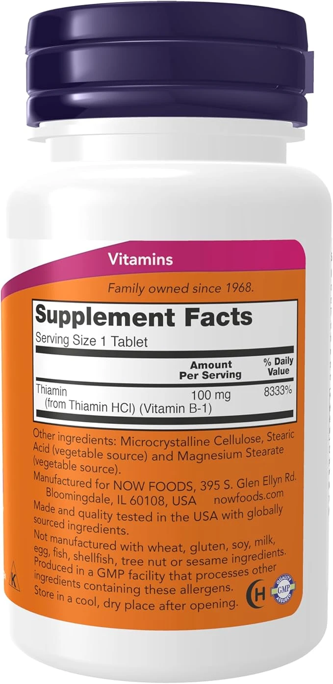 NOW Foods B-1 100mg Nervous System Health 100 Tablets thumbnail 5