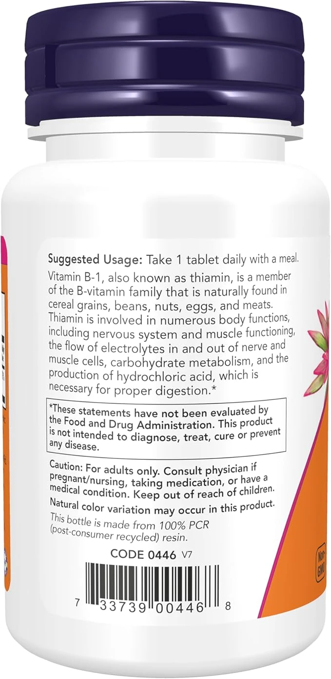 NOW Foods B-1 100mg Nervous System Health 100 Tablets thumbnail 2
