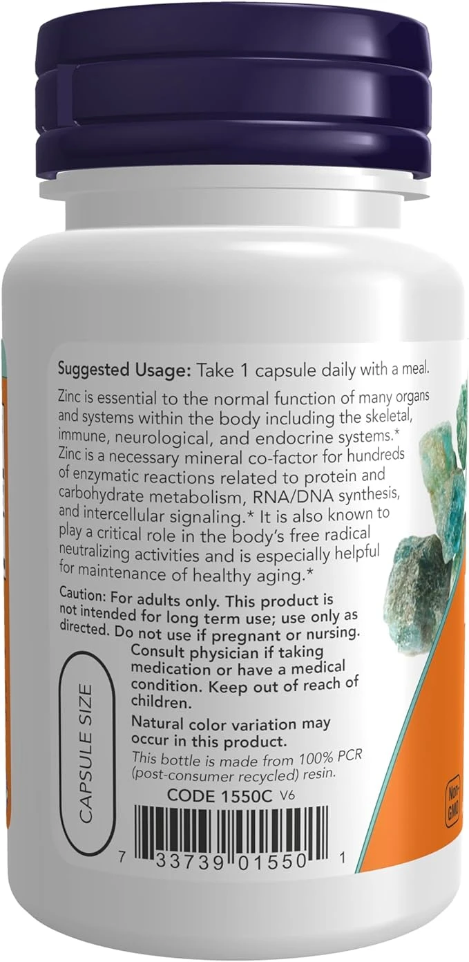 NOW Foods Zinc Picolinate 50mg Immune Support 60 Veg Capsules thumbnail 2