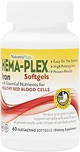 Natures Plus Hema-Plex Iron with Essential Nutrients for Healthy Red Blood Cells 60 Fast-Acting Softgels thumbnail 4