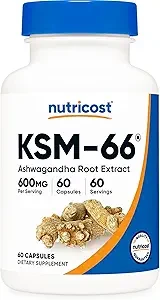 Nutricost KSM-66 Ashwagandha Root Extract 600mg Per Serving 60 Capsules thumbnail 4
