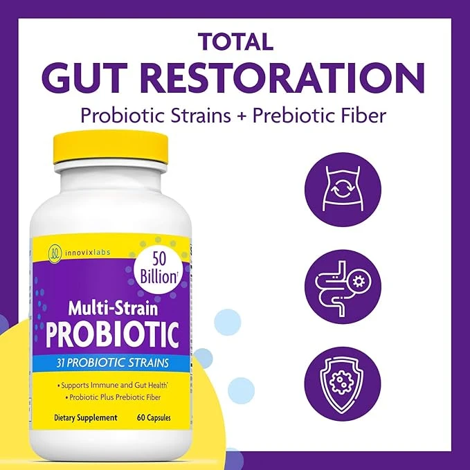InnovixLabs Multi-Strain Probiotic Support Immune And Gut Health 60 Capsules thumbnail 2