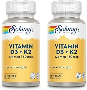 Solaray Vitamin D3 + K2 60 125mcg Bone Strength VegCaps thumbnail 3