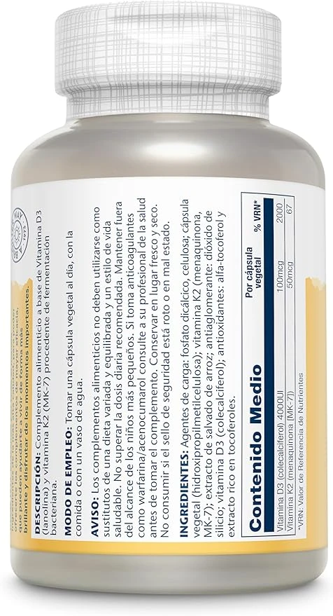 Solaray Vitamin D3 + K2 125mcg Bone Strength 120 Veg Caps thumbnail 5