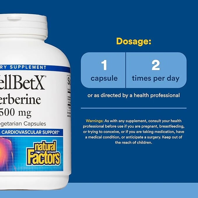 Natural Factors WellBetX Berberine 1000mg Per 2 Capsules 60 Vegetarian Capsules thumbnail 2